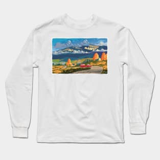 Vintage travel camper country landscape poster Long Sleeve T-Shirt